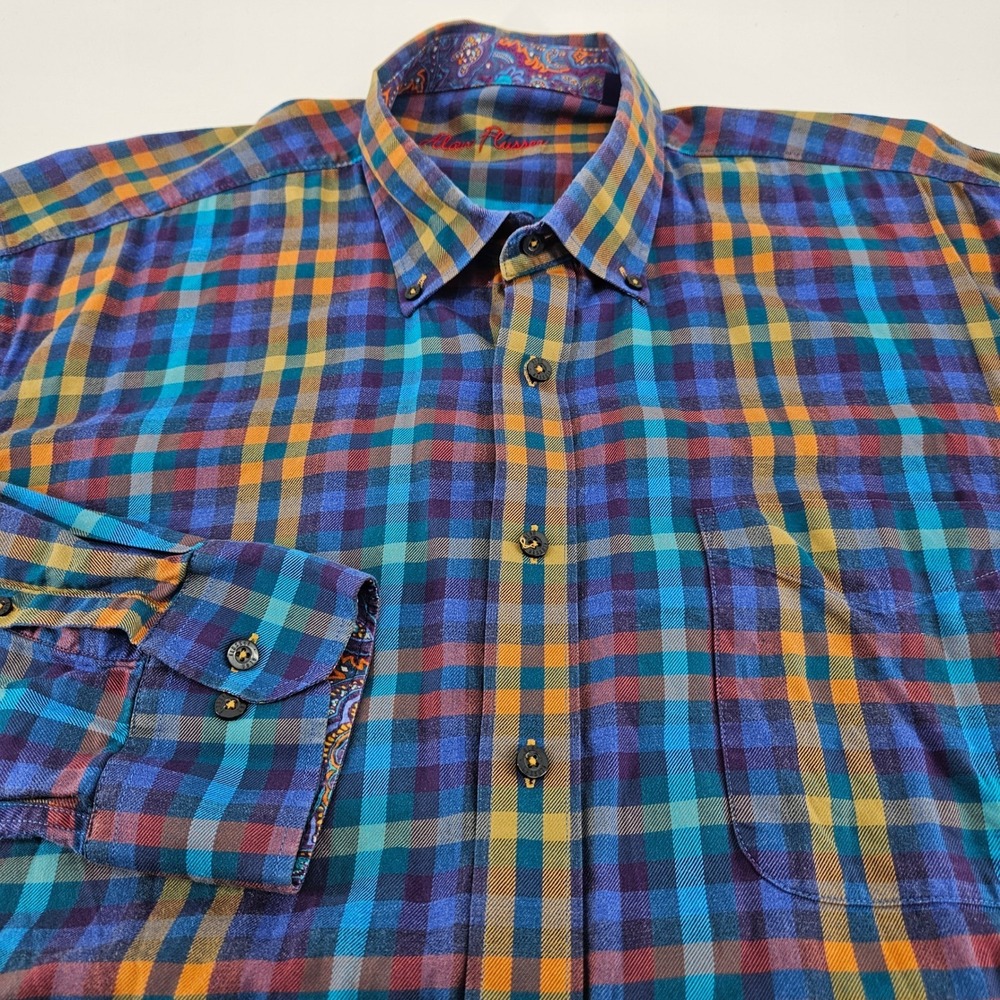 Alan‎ Flusser Men's Long Sleeve Plaid Button-Down Shirt - Picture 2 of 10
